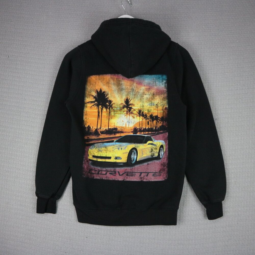 General Motors Corvette Black Hoodie Graphic Mens Small